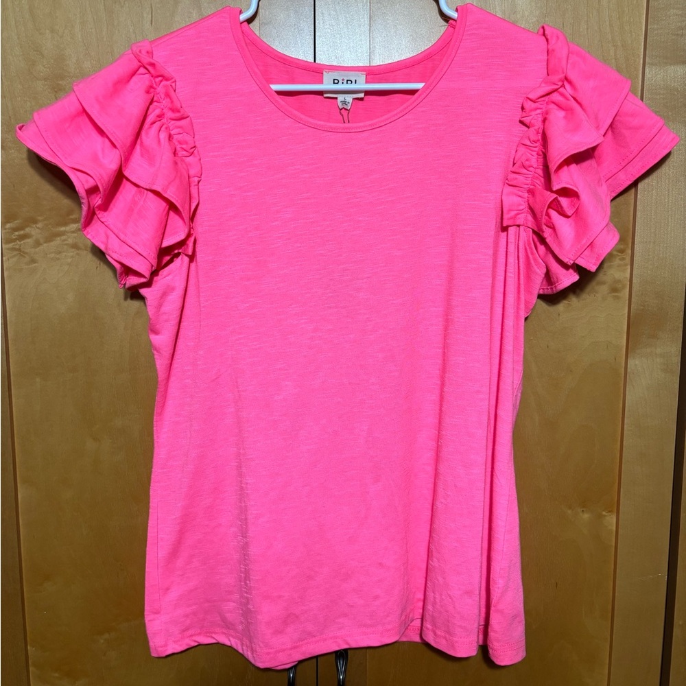 BiBi Pink Ruffle Sleeve Tee